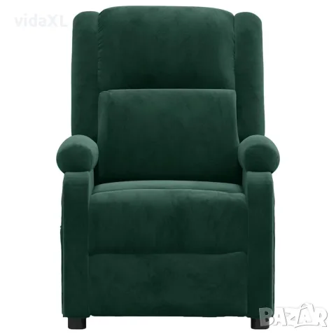 vidaXL Масажен стол, тъмнозелен, кадифе, снимка 3 - Маси - 56152636