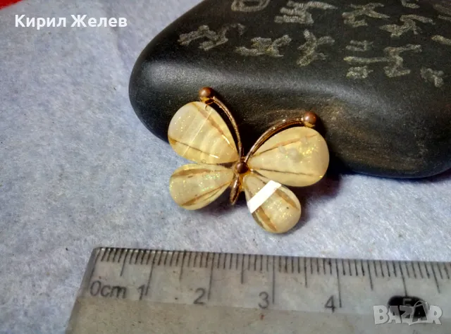 НЕЖНА ФИГУРАЛНА ЗЛАТИСТА АРТ БРОШКА ПЕПЕРУДА 43522, снимка 7 - Други - 48829925