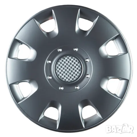 Комплект сиво-сребристи тасове SJS със заоблени периферни отвори и централен акцент 14 цола