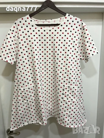 Нова!  БЯЛА БЛУЗА НА ЦВЕТНИ ТОЧКИ