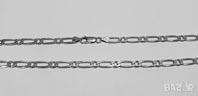 Сребърен синджир плетка тип 1+Картие (1+Фигаро)