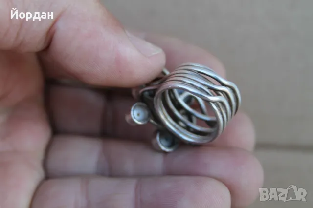 Уникален дамски сребърен пръстен с перли, снимка 8 - Пръстени - 50209936