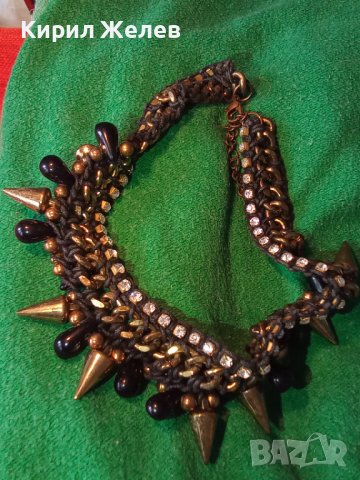МАСИВНА БРОНЗОВА ОГЪРЛИЦА с ЦИРКОНИ и ШИПОВЕ ХЕВИ-МЕТАЛ Нео ГОТИКА СТИЛ 15123, снимка 3 - Колиета, медальони, синджири - 30625545