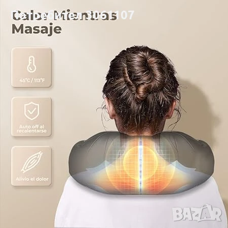 Масажор с топлина за врат и рамене ELEHOT-Store зарядно за кола, снимка 4 - Други - 50973732