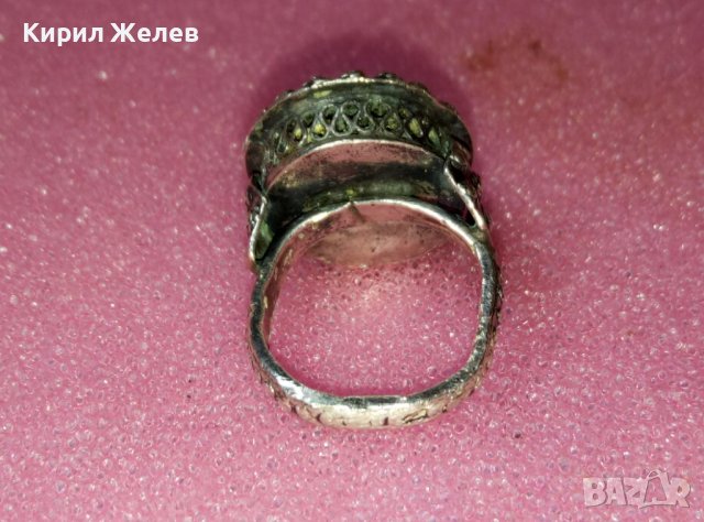 СТАРИНЕН ВЪЗРОЖДЕНСКИ ФИЛИГРАНЕН СРЕБЪРЕН ПРЪСТЕН ВИСОКА ПРОБА СРЕБРО с ГРАНУЛАЦИЯ МАЙСТОРСКИ 41962, снимка 10 - Антикварни и старинни предмети - 44423870