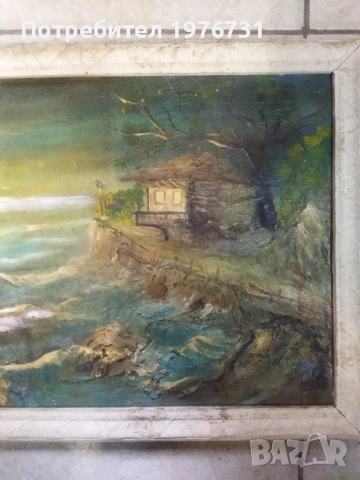 Стара Българска картина Море- Маринизъм , снимка 3 - Картини - 52256603