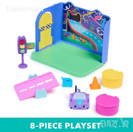 Игрален комплект Gabby's Dollhouse Carlita Purr-ific Play Room - Делукс стая с играчка кола Carlita, снимка 3 - Коли, камиони, мотори, писти - 47569309