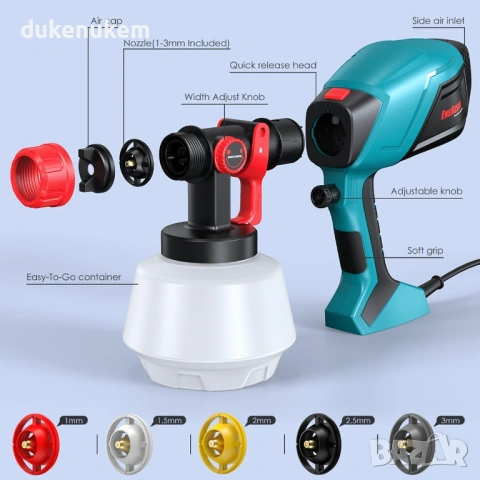HVLP пистолет за боядисване 700W с контейнер 1200 мл, снимка 2 - Други инструменти - 53042187