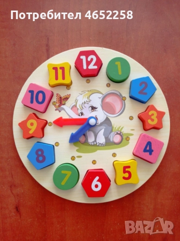 Детски интерактивен дървен часовник, снимка 2 - Образователни игри - 52464046