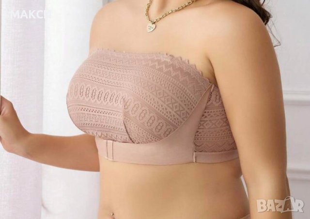 Красив макси еластичен дишащ сутиен с дантела и прозрачни силиконови кор. се презрамки и ластици, снимка 1