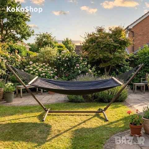 Хамак - 200 х 100 см, градинска люлка, снимка 2 - Градински мебели, декорация  - 53858787