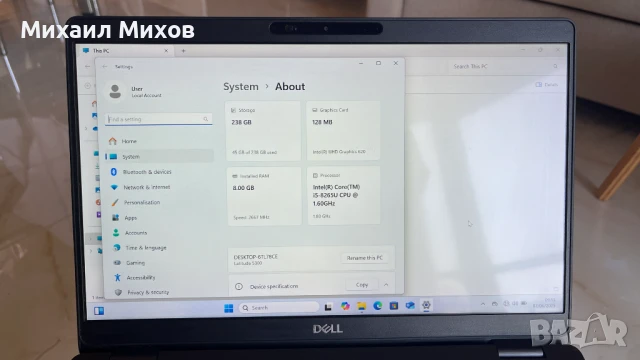 Dell Latitude 5300 TOUCHSCREEN/13.3"/i5-8265U/8GB RAM/256GB SSD/WIN 11, снимка 1