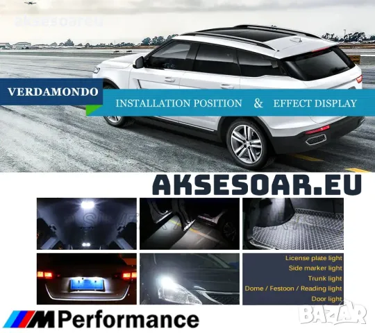 2 бр. Габаритни крушки BA9S 5 SMD 5050 Автомобилна LED вътрешна лампа крушка за номер за вратата , снимка 5 - Аксесоари и консумативи - 48615156