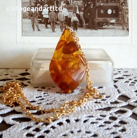 Стар гердан, колие, кехлибар, полирезин, снимка 6 - Антикварни и старинни предмети - 35604740