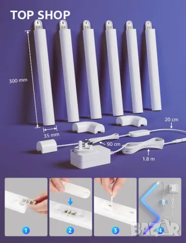 Интелигентна стенна лампа Lepro WL1, синхронизация, 6 бр. с 2 ъгъла, снимка 7 - Лед осветление - 49971279