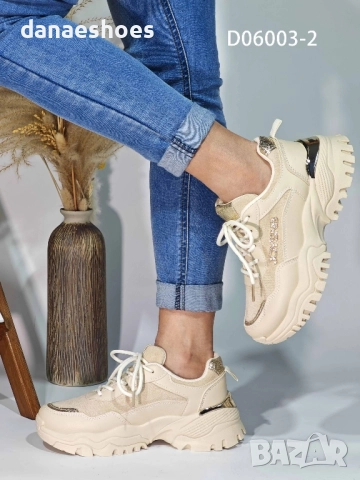 Дамски сникърси в бежово , снимка 3 - Дамски ежедневни обувки - 51577569