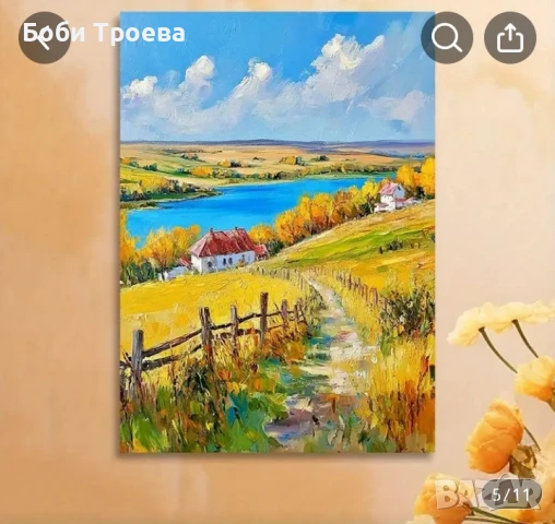 Рустикова селска идилия -вдъхновяващо платно с рамка, , снимка 5 - Картини - 50716317