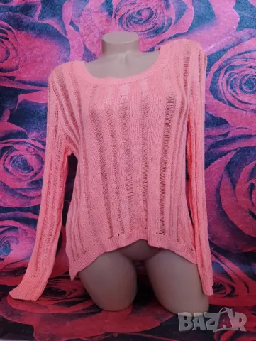 Бледо оранжева блуза Плетиво М, снимка 2 - Блузи с дълъг ръкав и пуловери - 49411078