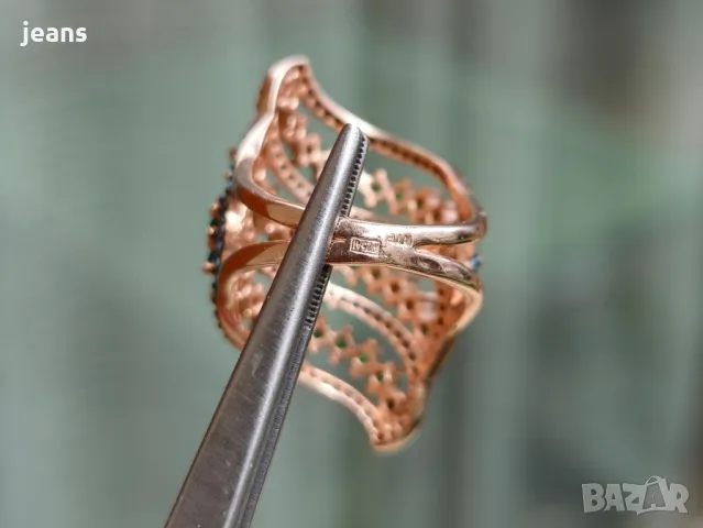 Сребърен пръстен с розово покритие 175722, снимка 7 - Пръстени - 50324983