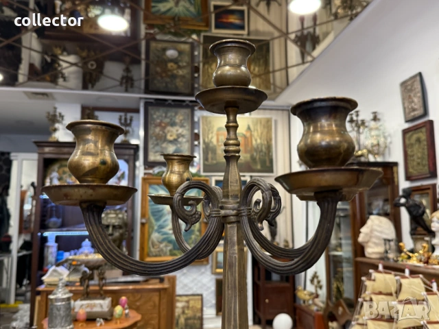 Бронзов свещник с пет звена. №7890, снимка 7 - Колекции - 53629304