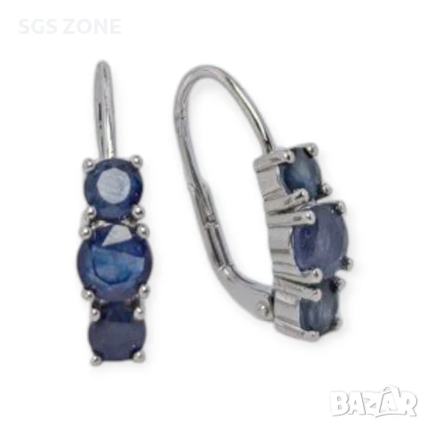 СРЕБЪРНИ ОБЕЦИ С РУБИН, САПФИР, ИЗУМРУД., снимка 6 - Обеци - 51143715