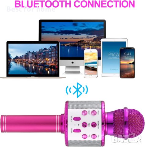 Fede безжичен Караоке Bluetooth микрофон с мигащи цветни LED светлини, снимка 3 - Микрофони - 41966689