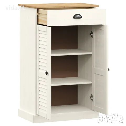 vidaXL Шкаф за обувки VIGO, бял, 60x35x96 см, бор масив, снимка 5 - Шкафове - 56147336