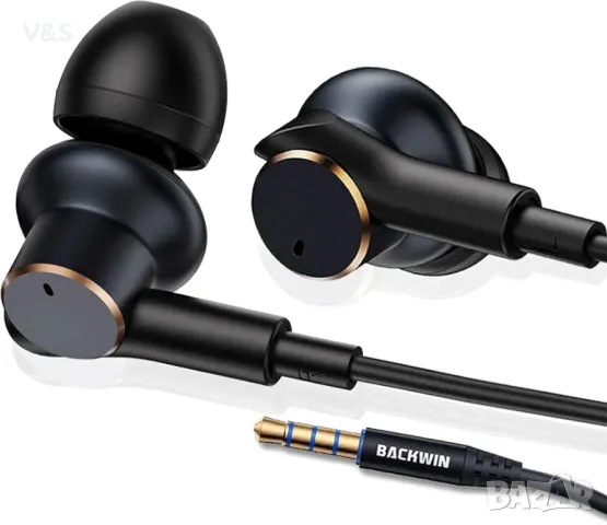 Кабелни слушалки BACKWIN с микрофон, слушалки за поставяне в ушите със силен бас, шумопотискащи слуш, снимка 8 - Слушалки и портативни колонки - 49779050