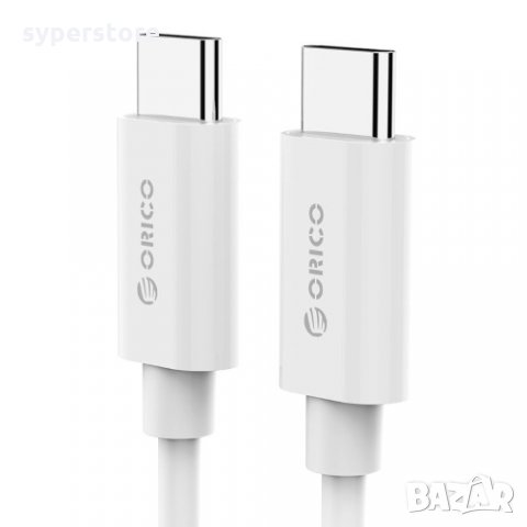 Кабел USB3.1 Type C Мъжко-Мъжко 1m Бял 3A За бързо Зареждане Orico BCU-10-WH-BP Cable USB Type C M/M, снимка 3 - Кабели и адаптери - 34333224