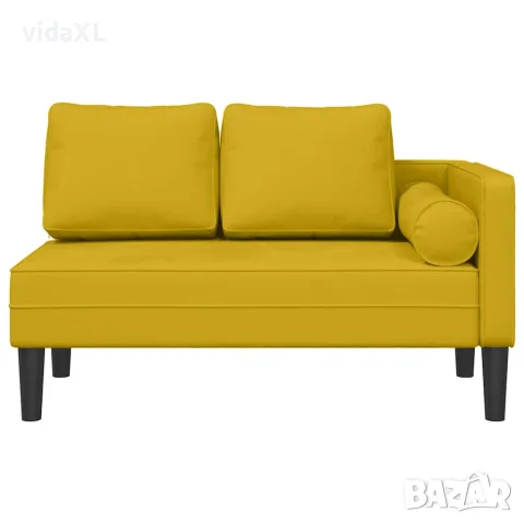 vidaXL Кушетка с възглавници, жълта, кадифе, снимка 3 - Кушетки - 56147442