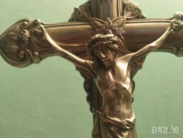 настолен кръст,разпятие арт нуво, снимка 3 - Други ценни предмети - 47738305