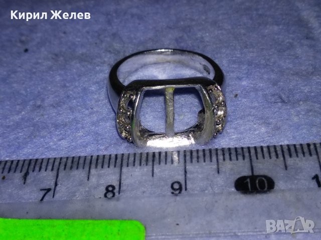 СТАР СРЕБЪРЕН ПРЪСТЕН СРЕБРО 925 с БЯЛА ПОЗЛАТА и МЯСТО За ИНКРУСТИРАНЕ на СКЪПОЦЕНЕН КАМЪК 38238, снимка 13 - Пръстени - 40932594