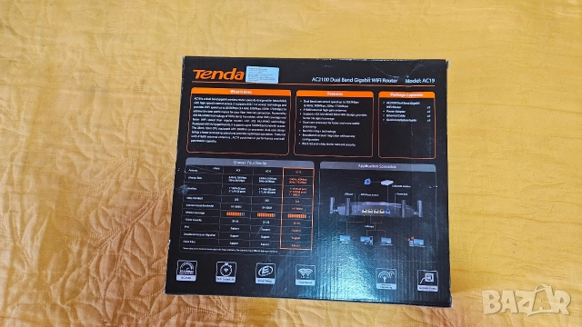 Рутер wireless Tenda AC19, AC2100, Gigabit,USB, dual-band, 4 antene, firewall, MU-MIMO, Wave 2, IPv6, снимка 12 - Рутери - 52932106