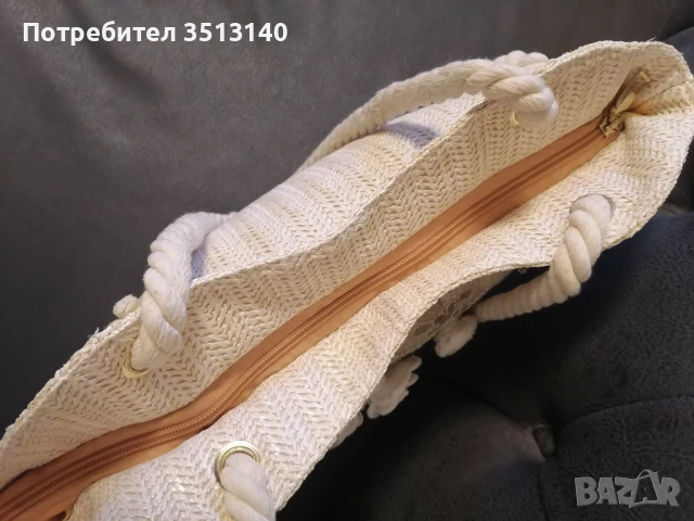 чанта за лятото от рафия с апликация машинна бродерия, снимка 6 - Чанти - 50599287