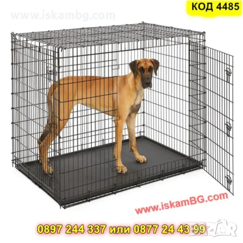 Голяма метална сгъваема клетка за куче – 122×76×81 см - КОД 4485, снимка 2 - Други стоки за животни - 50337771