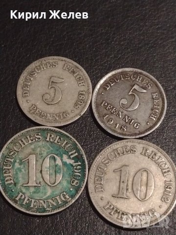 Лот монети 4 броя DEUTCHES REICH PFENNIG различни години за КОЛЕКЦИЯ 32090
