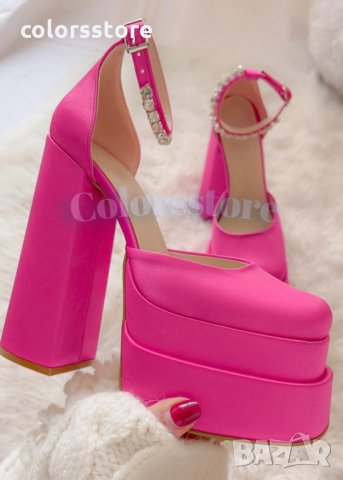 Сандали на ток цикламен сатен, снимка 3 - Сандали - 35770785