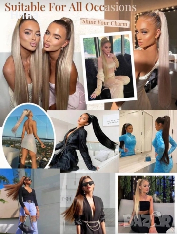 Дълга опашка за коса с щипка, снимка 7 - Аксесоари за коса - 52892634