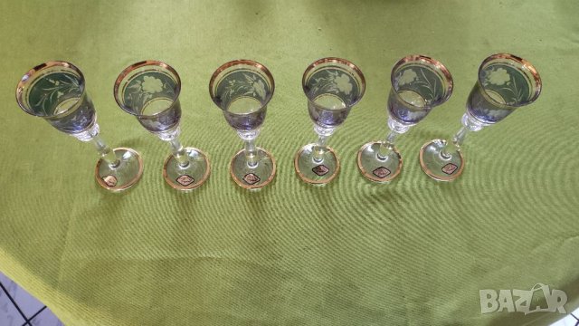 Стар сервиз 6 чаши Арт Бохемия. , снимка 5 - Чаши - 41245970