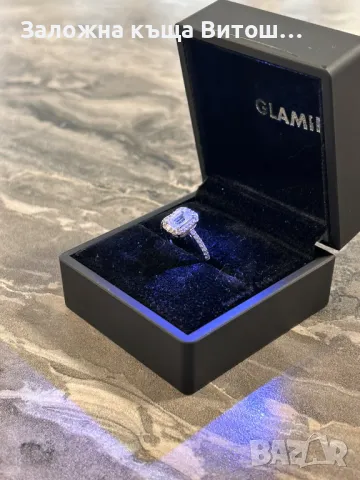 Златен пръстен със бял циркон Glamira 2.9гр. 18 карата бяло злато, снимка 6 - Пръстени - 47304846