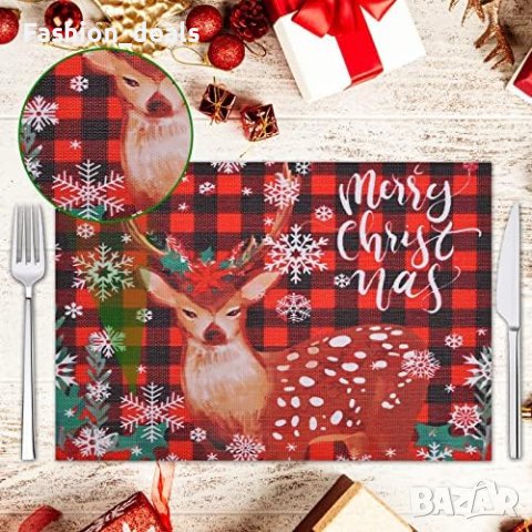 Нови Коледни Подложки за Маса 6 броя, Термоустойчиви, PVC, Дизайн С Елен, снимка 2 - Декорация за дома - 42698208