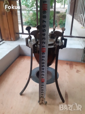 Стар антикварен уред бронз мед метална стойка качество, снимка 7 - Антикварни и старинни предмети - 51748501