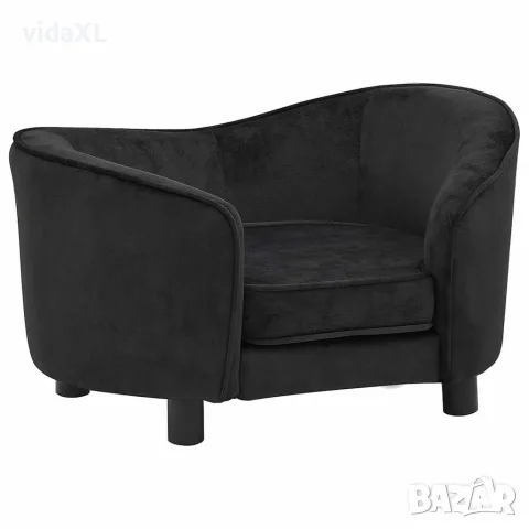 vidaXL Кучешки диван, черен, 69x49x40 см, плюш