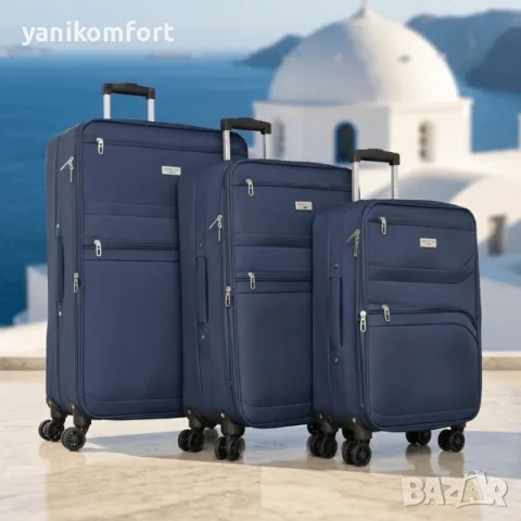 Комплект текстилни куфари 3 в 1 (20″, 24″, 28″) с 4 двойни колела и разширител, снимка 9 - Куфари - 56194817