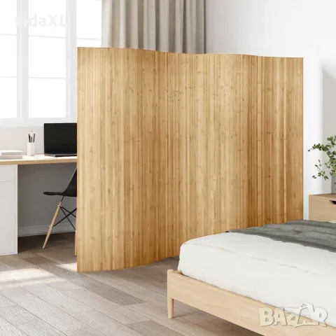 vidaXL Параван за стая, бамбук, ширина 250 см, височина 165 см, натурален цвят, снимка 2 - Паравани - 56146469