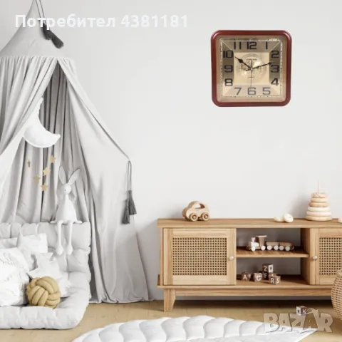 Стенен квадратен часовник - Безшумен, снимка 2 - Стенни часовници - 49337846