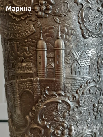 Немска  голяма чаша за вино от калай, 350 мл. Antik*Vintage #15, снимка 5 - Антикварни и старинни предмети - 47482873