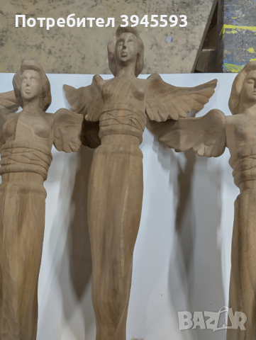 Фигурки от орех с формата на жена с разперени крила, снимка 3 - Други ценни предмети - 44614721
