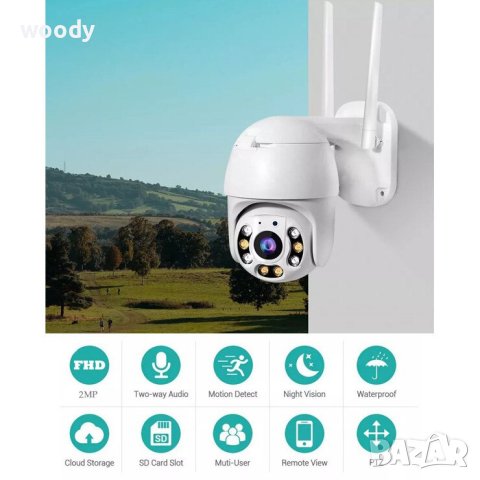 W-Fi камера за видеонаблюдение със звук, външна/вътрешна, снимка 4 - IP камери - 42366942