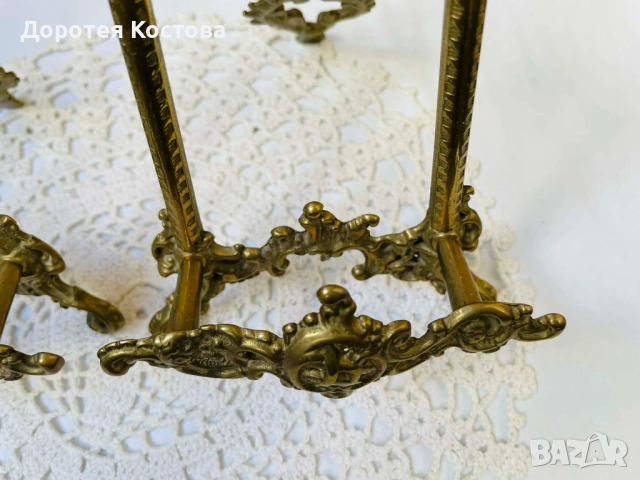 Красива месингова поставка от Англия за чиния, рамка, снимка 5 - Антикварни и старинни предмети - 53301044